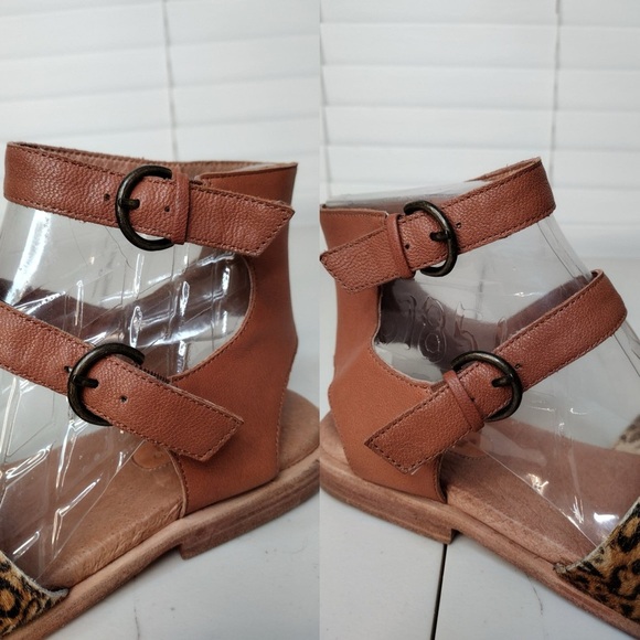 Anthropologie Gee WaWa Boho Calf Hair Leopard Print Gladiator Ankle Sandals - Picture 10 of 16